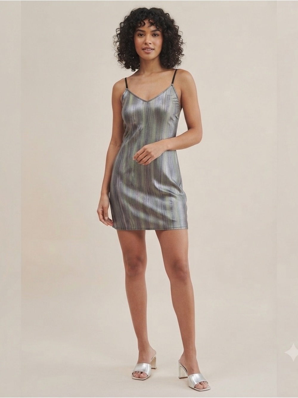 Venus Irrediscent Metallic Slip Dress